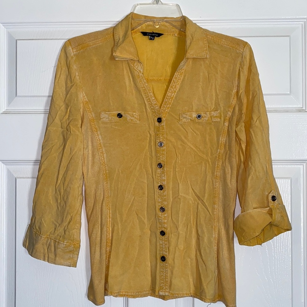 Cavalini Faded Mustard Yellow Button Down Shirt